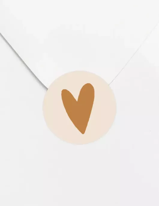 Envelop sticker, beige hartje