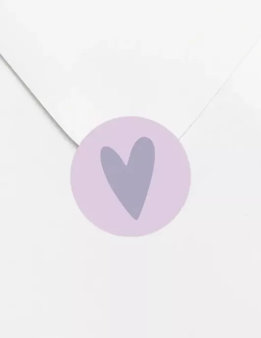 Envelop sticker, lila hartje