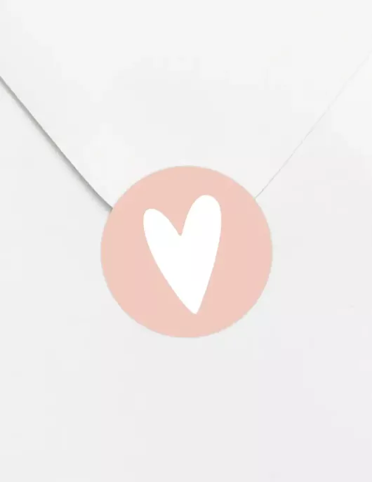 Envelop sticker, zalm roze hartje
